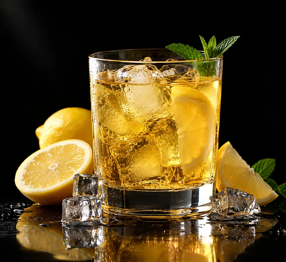 Cocktail con limone, menta e ghiaccio